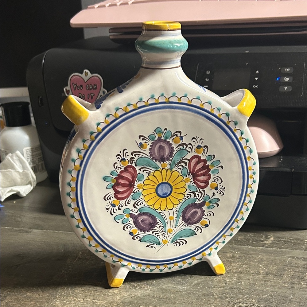 Modra Signed‎ & Numbered Slavic Hand Painted Pottery Flask / Vase